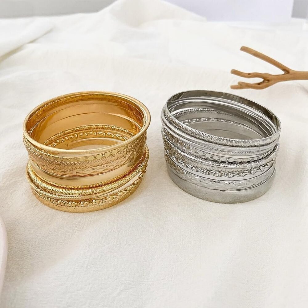 Women's Gold 1 Bracelets Bangles Stackable Bracelet Boho Bangles Indian - Picture 7 of 7